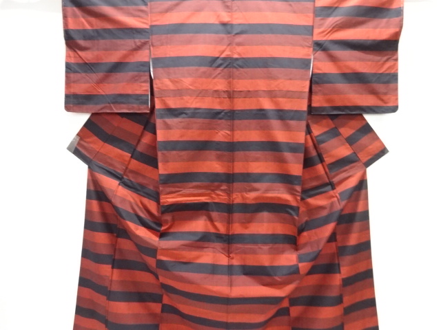 JAPANESE KIMONO / UNUSED KIMONO ENSEMBLE / SILK / YONEZAWA TSUMUGI / WOVEN STRIPE